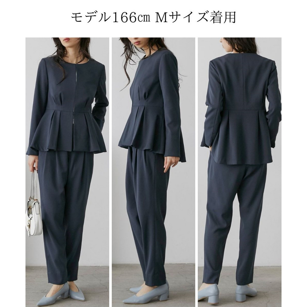 【入学式・卒業式・フォーマル】洗えるデザイン3点セットスーツ(ペプラムジャケット+ブラウス+パンツ) 大きいサイズ Callarus18