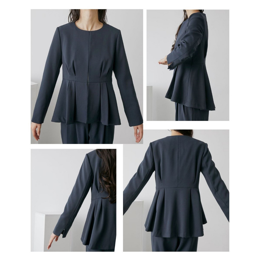 【入学式・卒業式・フォーマル】洗えるデザイン3点セットスーツ(ペプラムジャケット+ブラウス+パンツ) 大きいサイズ Callarus20