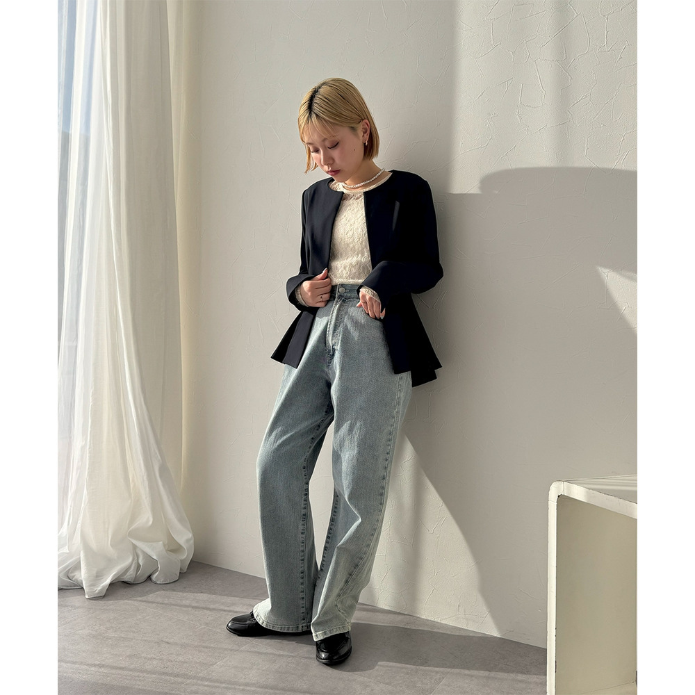 【入学式・卒業式・フォーマル】洗えるデザイン3点セットスーツ(ペプラムジャケット+ブラウス+パンツ) 大きいサイズ Callarus29