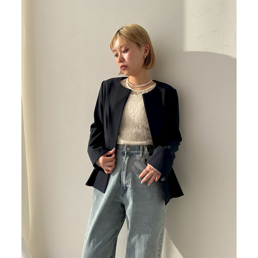 【入学式・卒業式・フォーマル】洗えるデザイン3点セットスーツ(ペプラムジャケット+ブラウス+パンツ) 大きいサイズ Callarus30