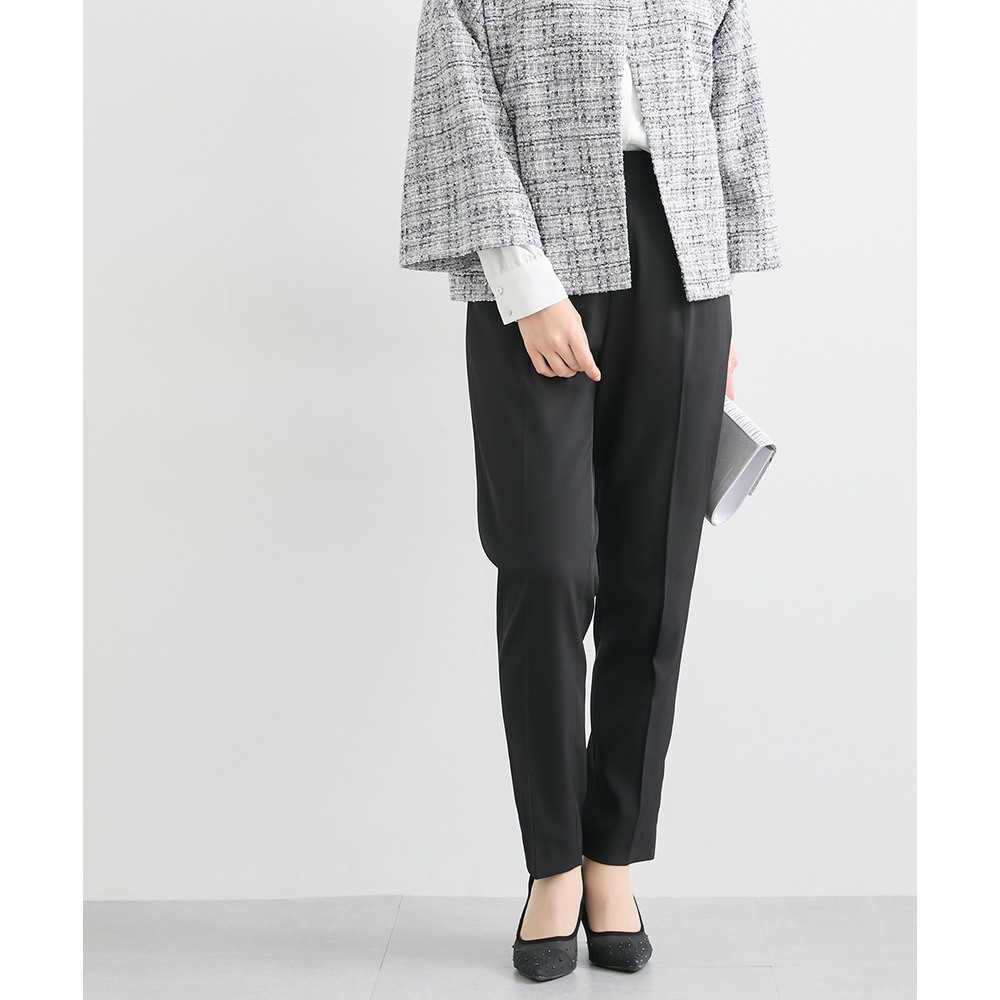 【入学式・卒業式・フォーマル】カットツイードノーカラーデザインジャケット+ストレッチパンツスーツ 大きいサイズ Callarus18