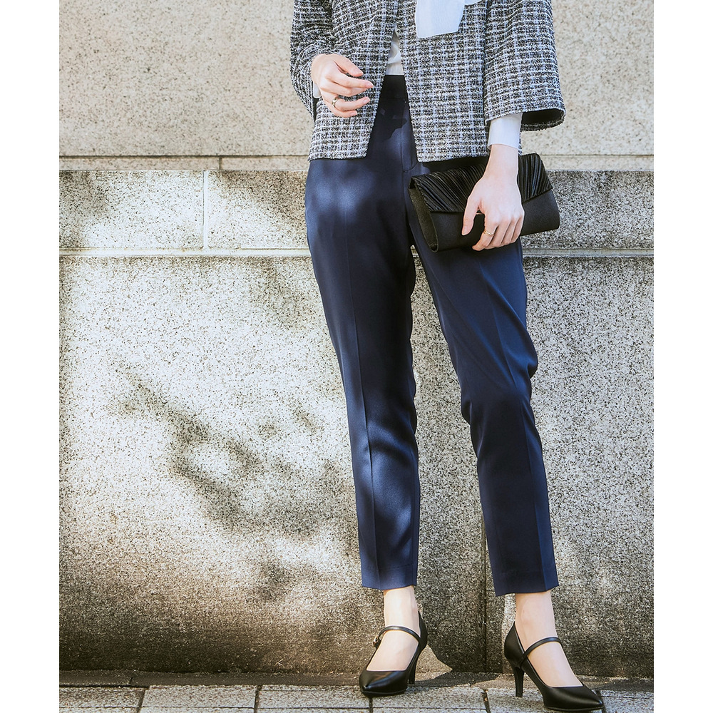 【入学式・卒業式・フォーマル】カットツイードノーカラーデザインジャケット+ストレッチパンツスーツ 大きいサイズ Callarus5