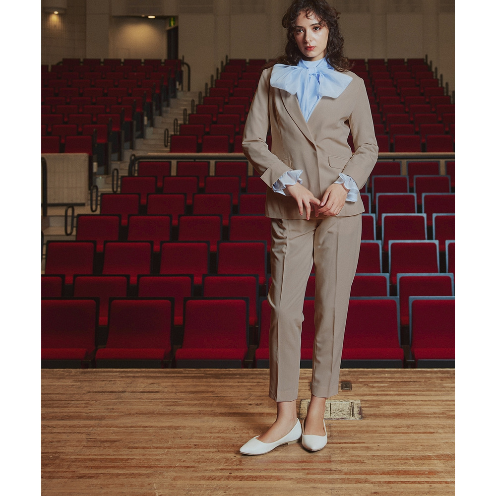 【入学式・卒業式・フォーマル】アシンメトリー襟デザインジャケット+ストレッチパンツセットアップ 大きいサイズ Callarus12