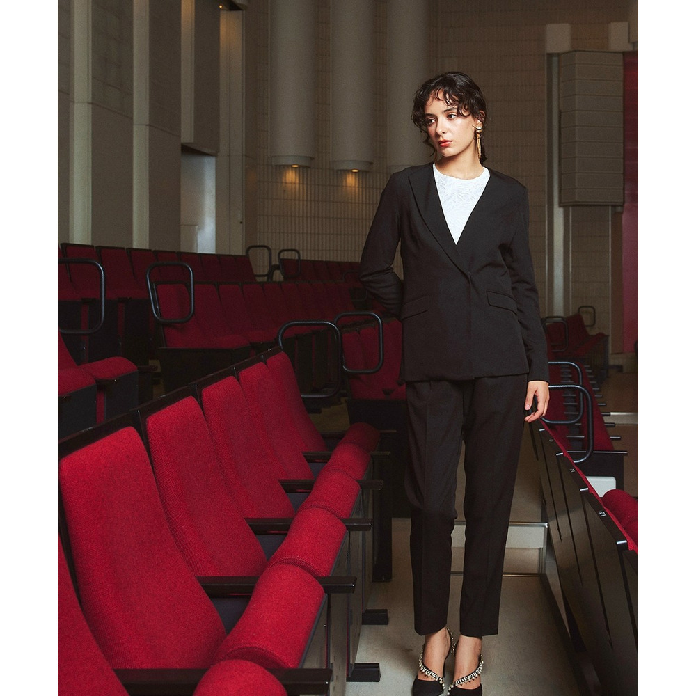 【入学式・卒業式・フォーマル】アシンメトリー襟デザインジャケット+ストレッチパンツセットアップ 大きいサイズ Callarus15