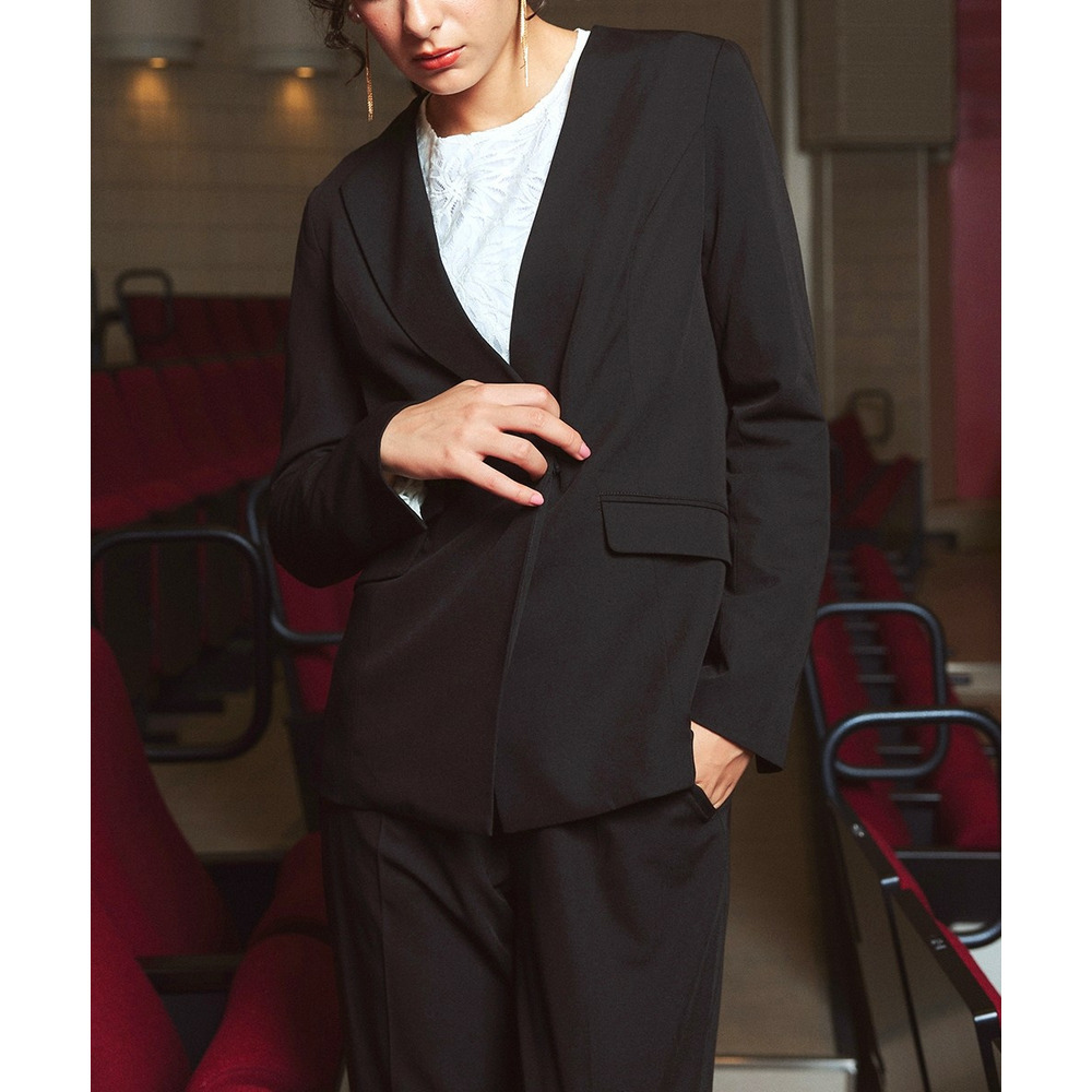【入学式・卒業式・フォーマル】アシンメトリー襟デザインジャケット+ストレッチパンツセットアップ 大きいサイズ Callarus16