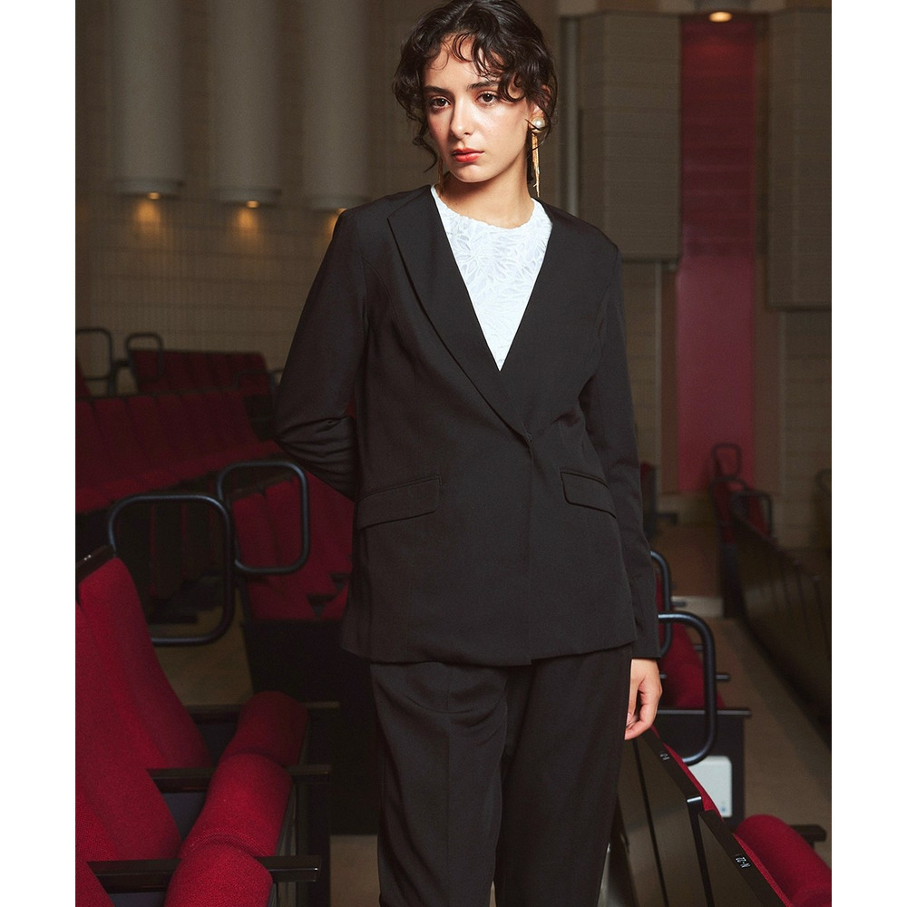 【入学式・卒業式・フォーマル】アシンメトリー襟デザインジャケット+ストレッチパンツセットアップ 大きいサイズ Callarus17