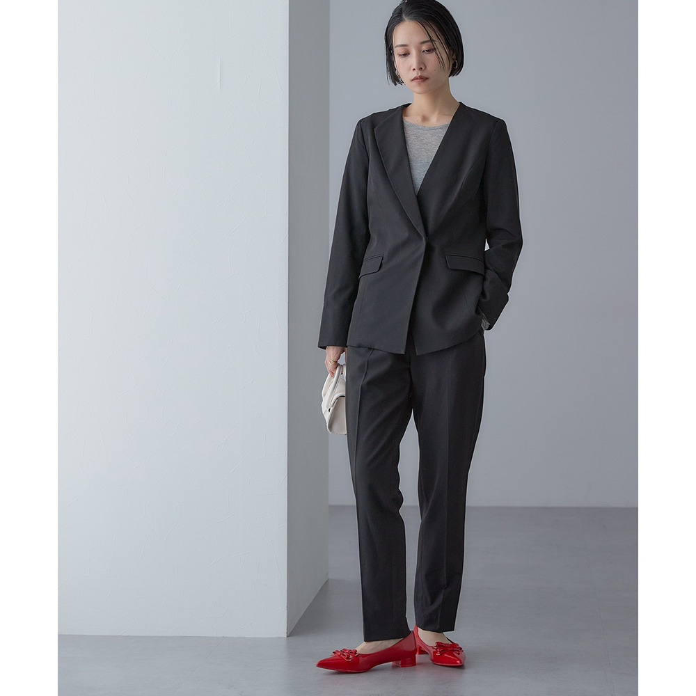 【入学式・卒業式・フォーマル】アシンメトリー襟デザインジャケット+ストレッチパンツセットアップ 大きいサイズ Callarus19