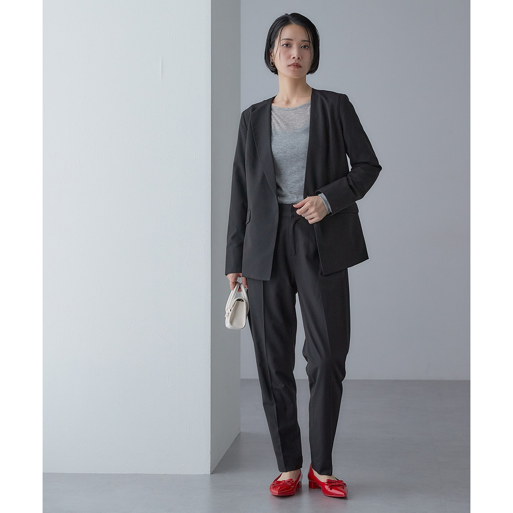 【入学式・卒業式・フォーマル】アシンメトリー襟デザインジャケット+ストレッチパンツセットアップ 大きいサイズ Callarus21