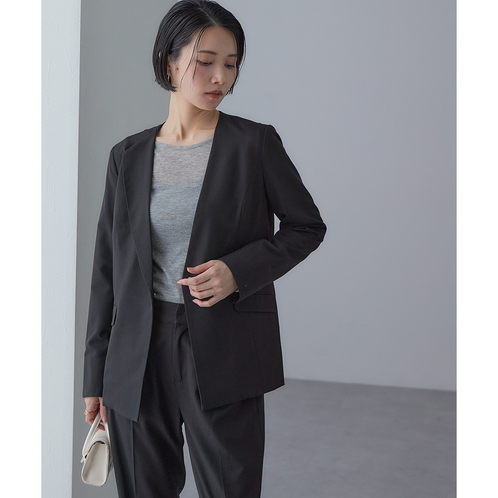 【入学式・卒業式・フォーマル】アシンメトリー襟デザインジャケット+ストレッチパンツセットアップ 大きいサイズ Callarus22