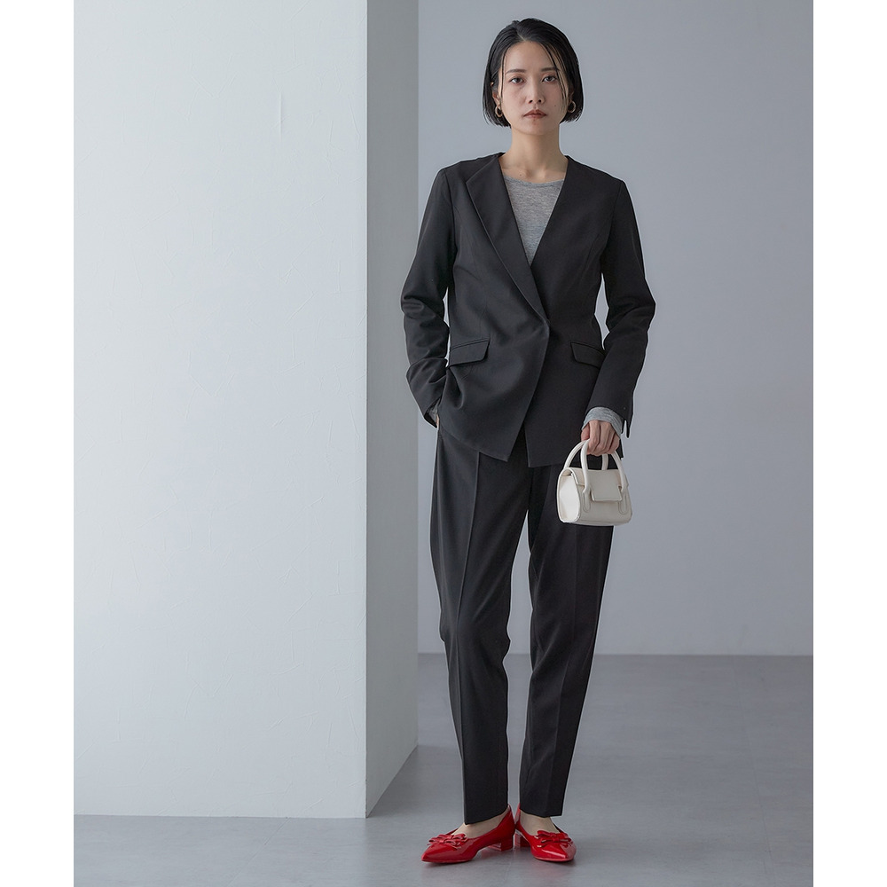 【入学式・卒業式・フォーマル】アシンメトリー襟デザインジャケット+ストレッチパンツセットアップ 大きいサイズ Callarus23