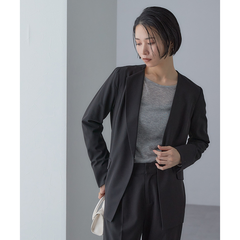 【入学式・卒業式・フォーマル】アシンメトリー襟デザインジャケット+ストレッチパンツセットアップ 大きいサイズ Callarus24