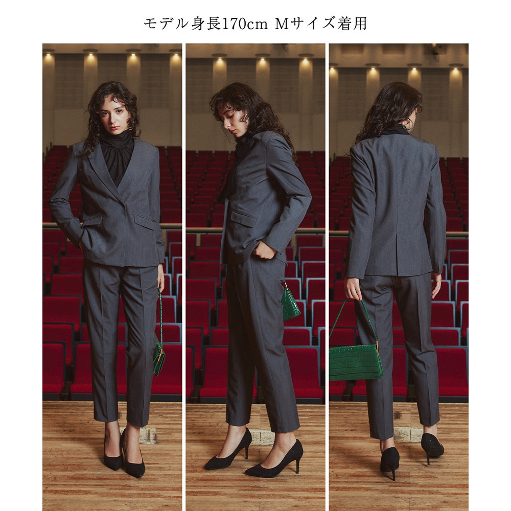 【入学式・卒業式・フォーマル】アシンメトリー襟デザインジャケット+ストレッチパンツセットアップ 大きいサイズ Callarus25