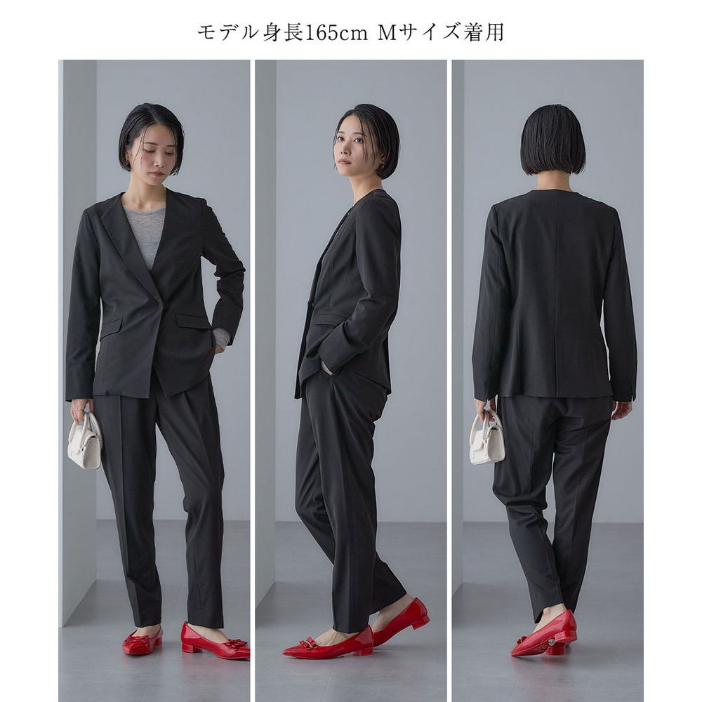 【入学式・卒業式・フォーマル】アシンメトリー襟デザインジャケット+ストレッチパンツセットアップ 大きいサイズ Callarus26