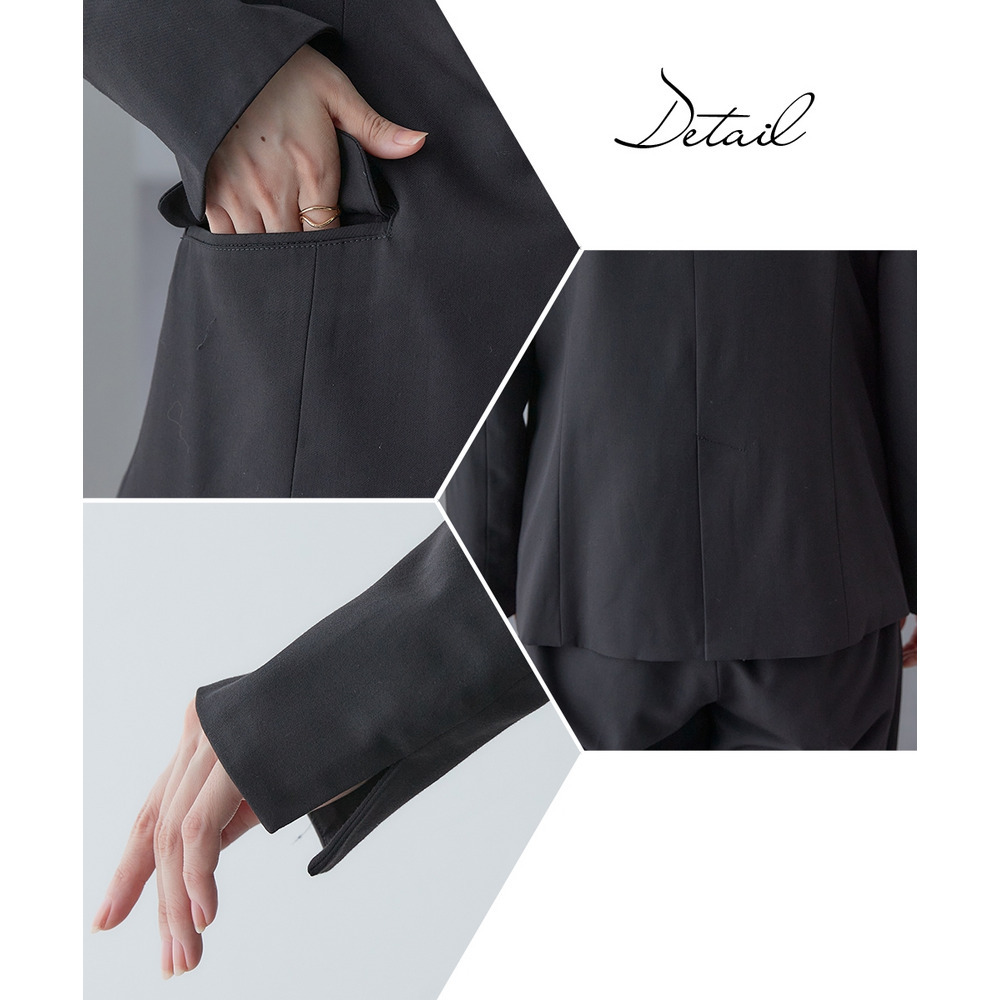 【入学式・卒業式・フォーマル】アシンメトリー襟デザインジャケット+ストレッチパンツセットアップ 大きいサイズ Callarus28