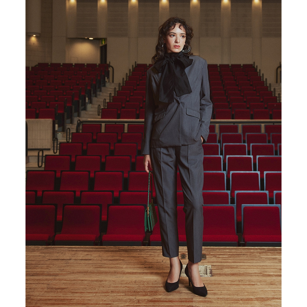 【入学式・卒業式・フォーマル】アシンメトリー襟デザインジャケット+ストレッチパンツセットアップ 大きいサイズ Callarus8