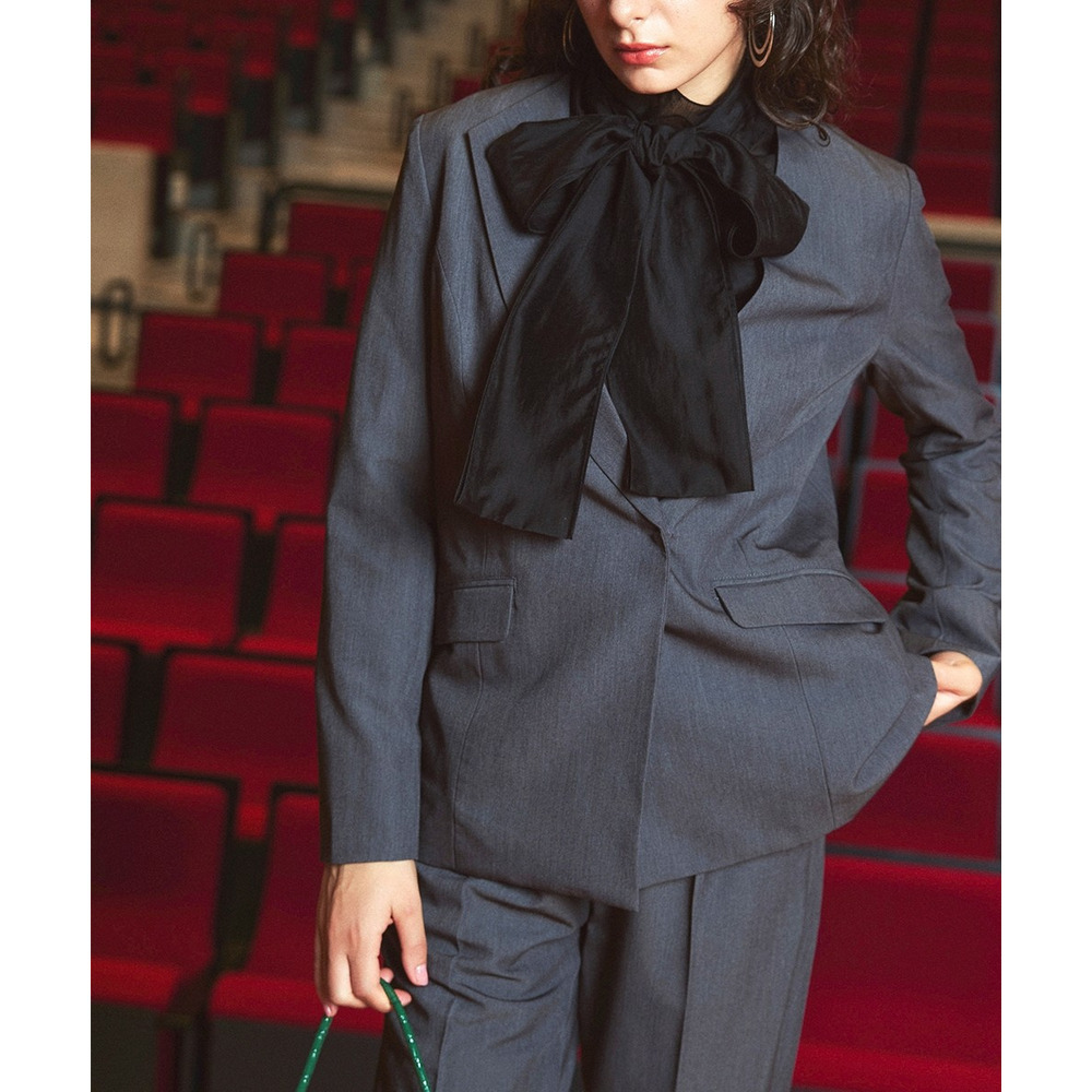 【入学式・卒業式・フォーマル】アシンメトリー襟デザインジャケット+ストレッチパンツセットアップ 大きいサイズ Callarus9