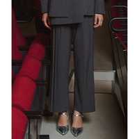 【入学式・卒業式・フォーマル】＜単品＞ストレッチアシンメトリープリーツデザインパンツ 大きいサイズ　Callarus