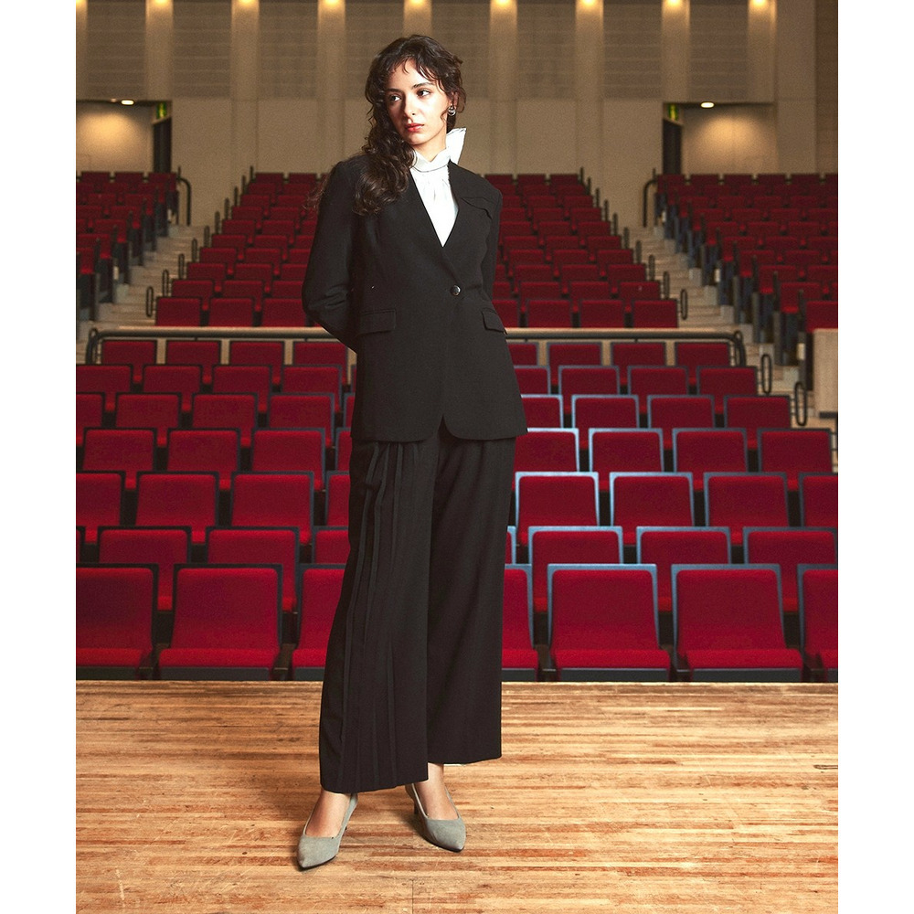 【入学式・卒業式・フォーマル】<単品>ストレッチアシンメトリープリーツデザインパンツ 大きいサイズ Callarus11