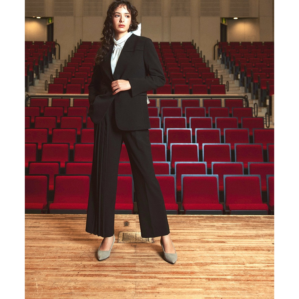 【入学式・卒業式・フォーマル】<単品>ストレッチアシンメトリープリーツデザインパンツ 大きいサイズ Callarus12