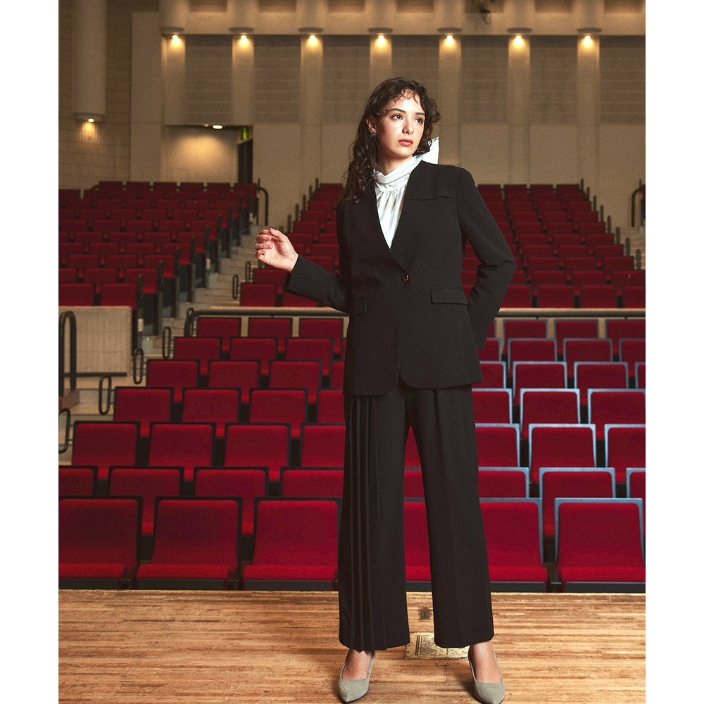 【入学式・卒業式・フォーマル】<単品>ストレッチアシンメトリープリーツデザインパンツ 大きいサイズ Callarus13