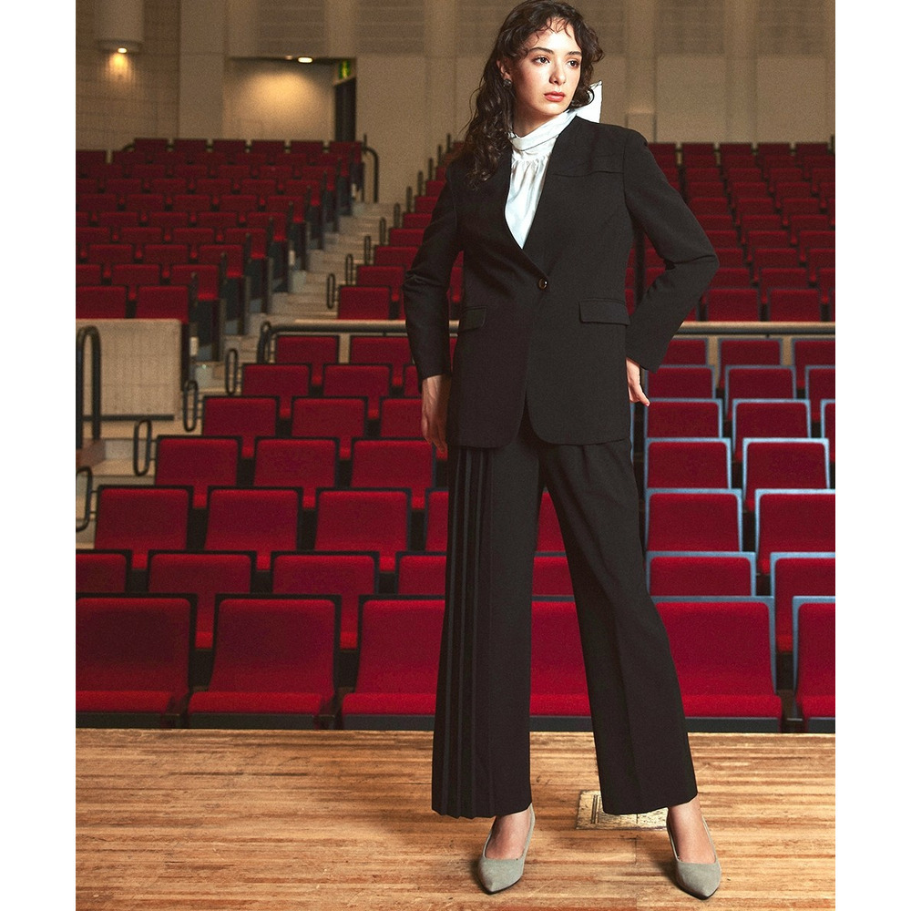 【入学式・卒業式・フォーマル】<単品>ストレッチアシンメトリープリーツデザインパンツ 大きいサイズ Callarus14