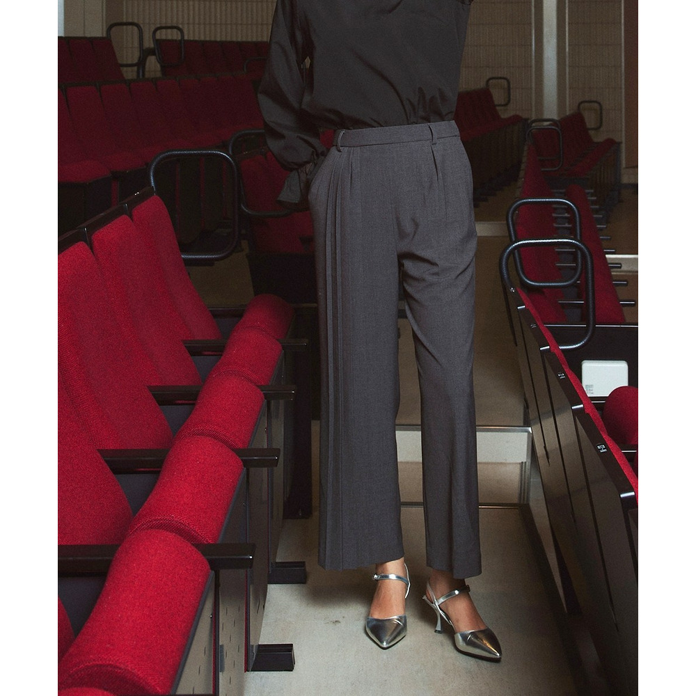 【入学式・卒業式・フォーマル】<単品>ストレッチアシンメトリープリーツデザインパンツ 大きいサイズ Callarus16