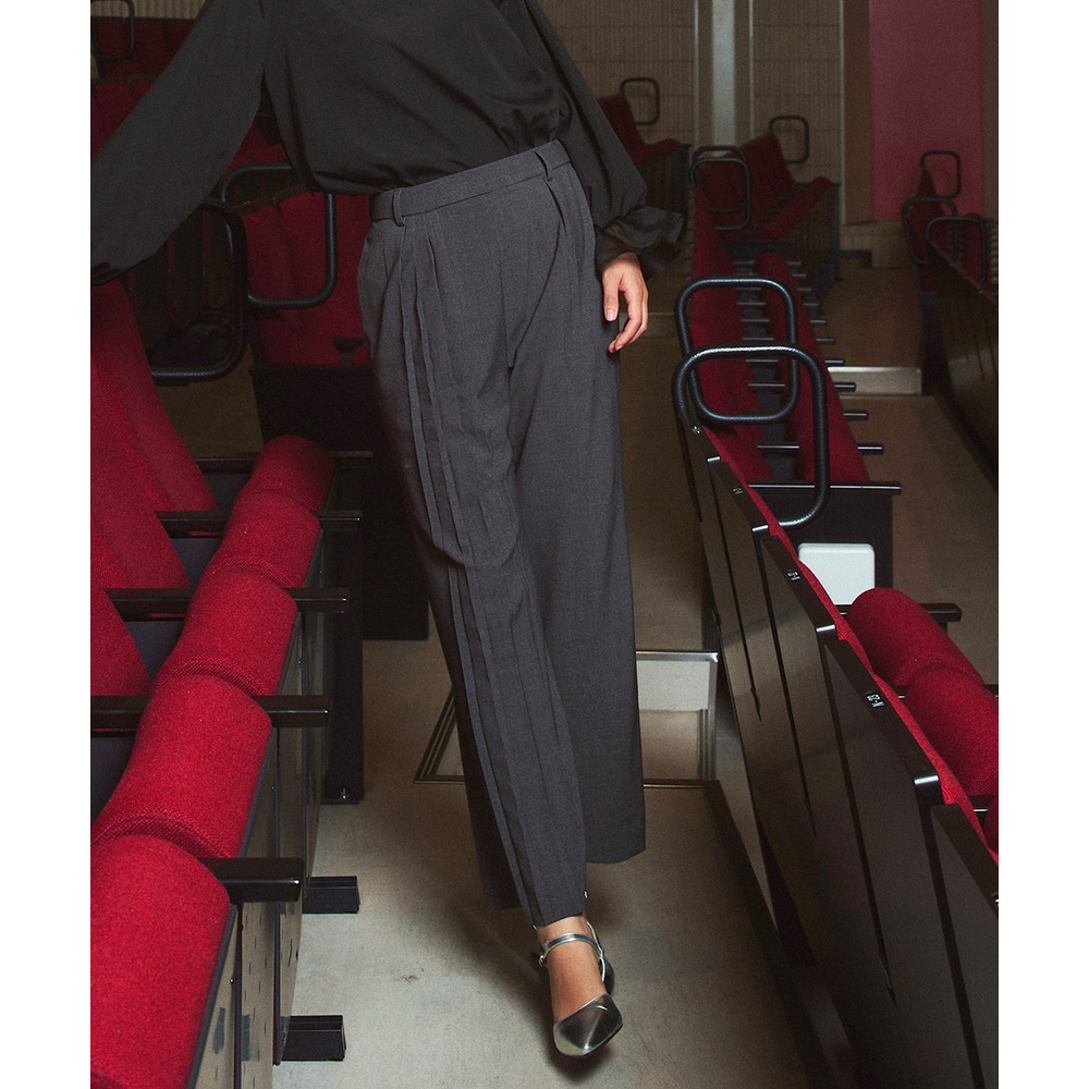 【入学式・卒業式・フォーマル】<単品>ストレッチアシンメトリープリーツデザインパンツ 大きいサイズ Callarus17