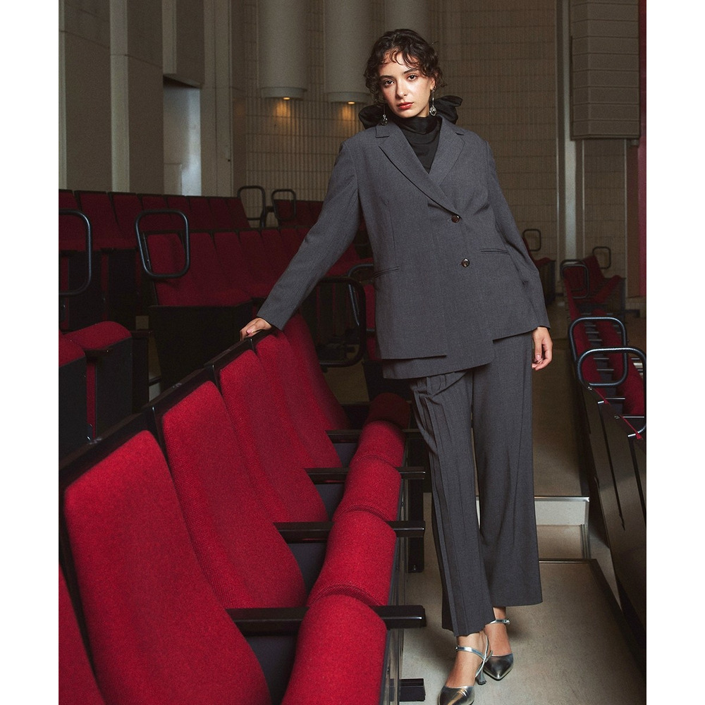 【入学式・卒業式・フォーマル】<単品>ストレッチアシンメトリープリーツデザインパンツ 大きいサイズ Callarus18