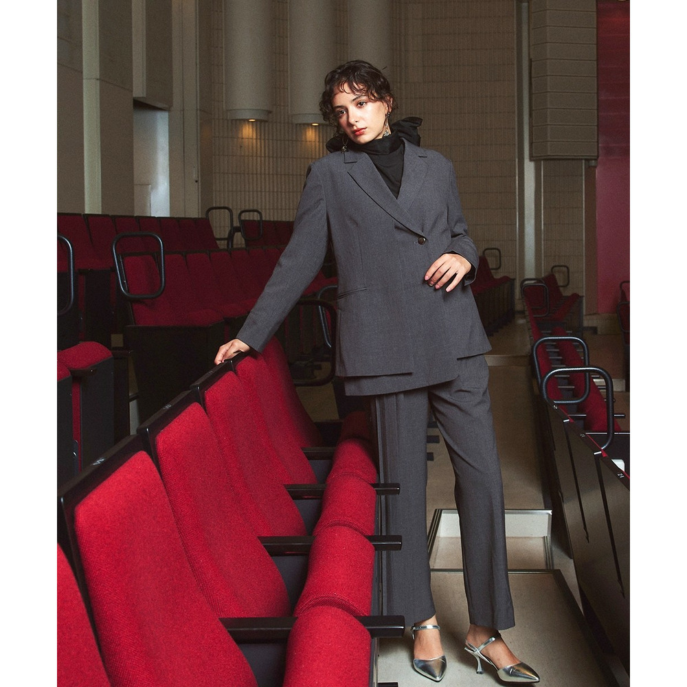 【入学式・卒業式・フォーマル】<単品>ストレッチアシンメトリープリーツデザインパンツ 大きいサイズ Callarus20