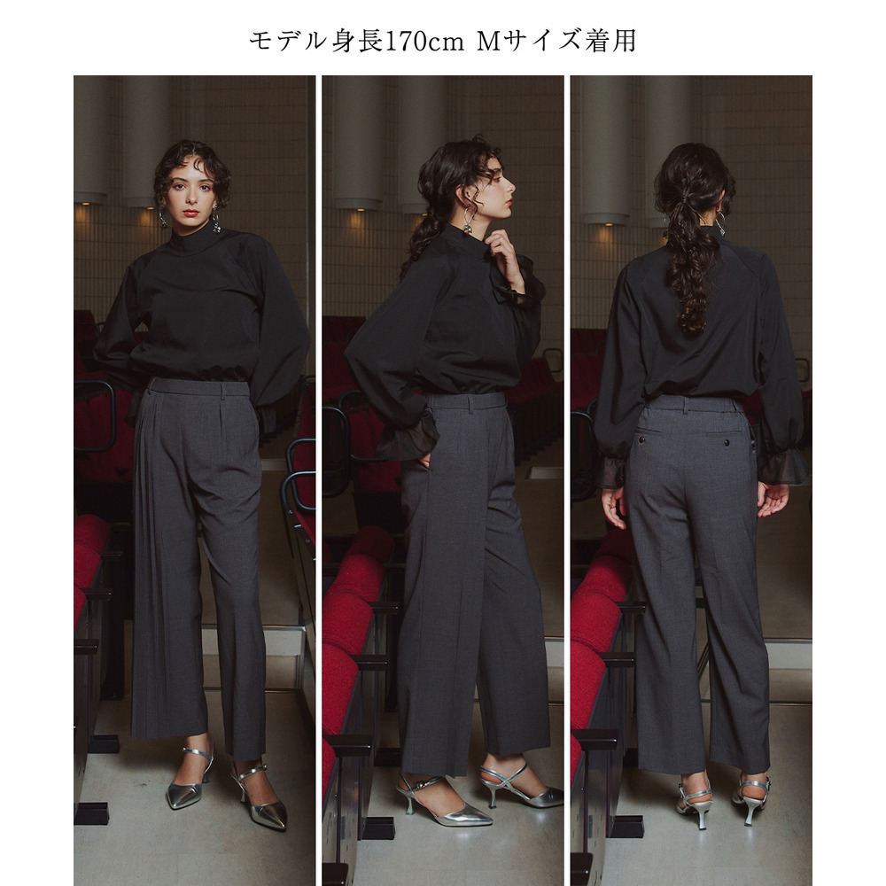 【入学式・卒業式・フォーマル】<単品>ストレッチアシンメトリープリーツデザインパンツ 大きいサイズ Callarus26