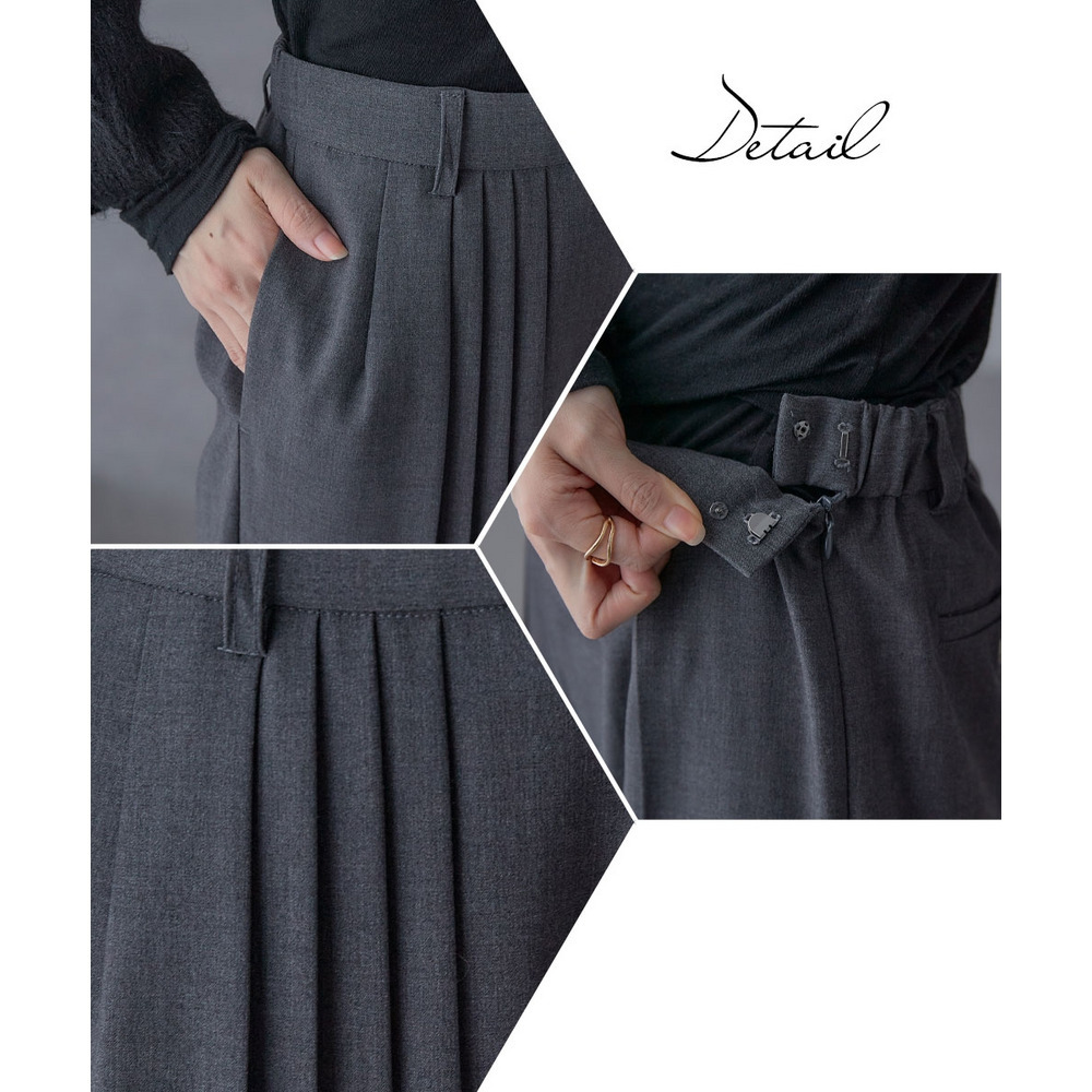 【入学式・卒業式・フォーマル】<単品>ストレッチアシンメトリープリーツデザインパンツ 大きいサイズ Callarus28