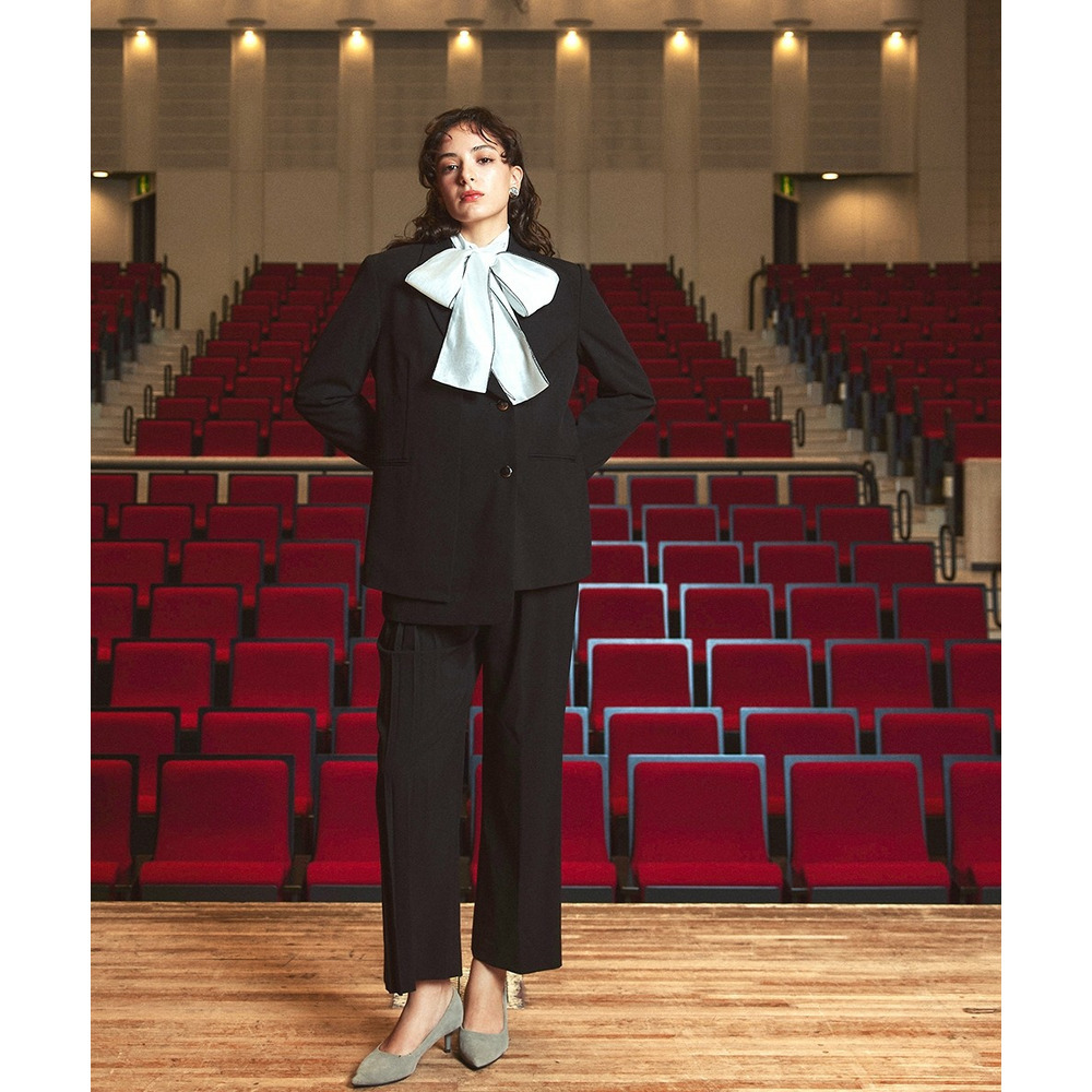 【入学式・卒業式・フォーマル】<単品>ストレッチアシンメトリープリーツデザインパンツ 大きいサイズ Callarus8