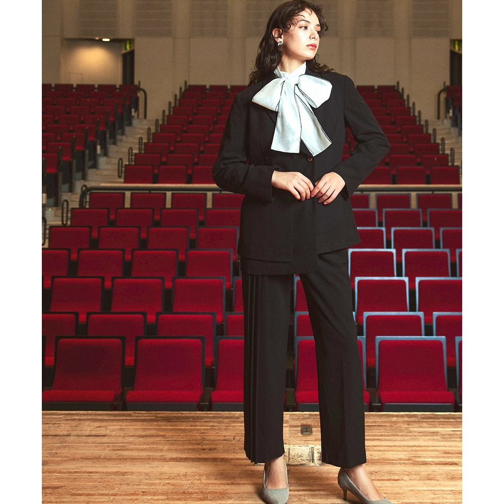 【入学式・卒業式・フォーマル】<単品>ストレッチアシンメトリープリーツデザインパンツ 大きいサイズ Callarus9