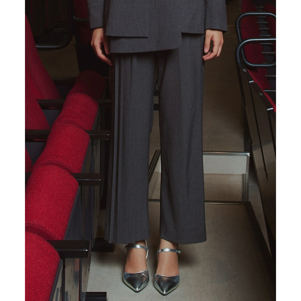 【入学式・卒業式・フォーマル】<単品>ストレッチアシンメトリープリーツデザインパンツ 大きいサイズ Callarus1