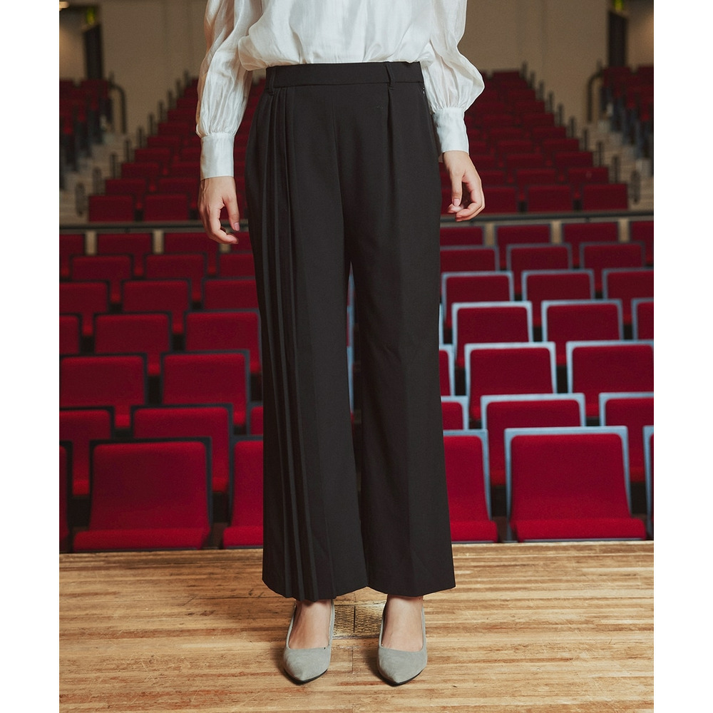 【入学式・卒業式・フォーマル】<単品>ストレッチアシンメトリープリーツデザインパンツ 大きいサイズ Callarus1