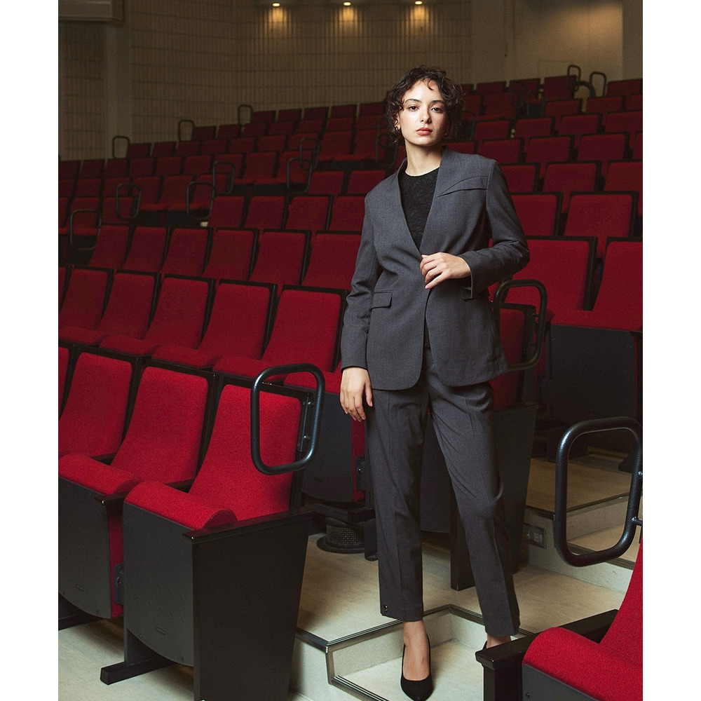 【入学式・卒業式・フォーマル】<単品>ストレッチ裾ボタンデザインテーパードパンツ 大きいサイズ Callarus12