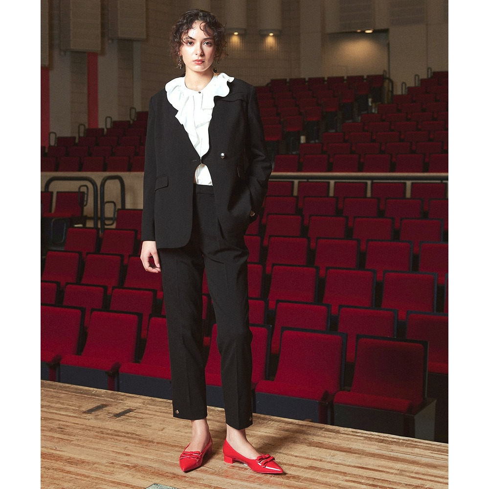 【入学式・卒業式・フォーマル】<単品>ストレッチ裾ボタンデザインテーパードパンツ 大きいサイズ Callarus16