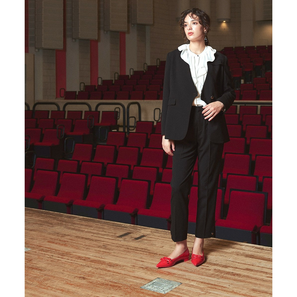 【入学式・卒業式・フォーマル】<単品>ストレッチ裾ボタンデザインテーパードパンツ 大きいサイズ Callarus17