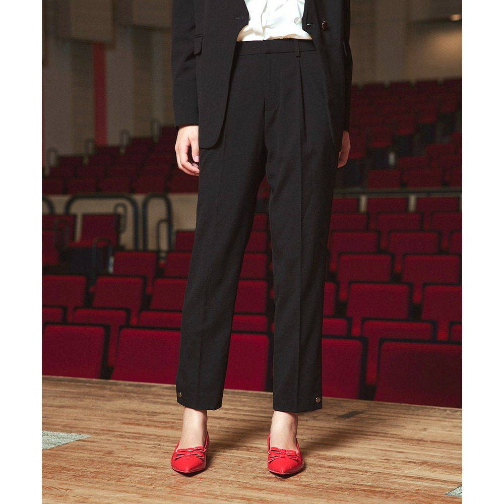 【入学式・卒業式・フォーマル】<単品>ストレッチ裾ボタンデザインテーパードパンツ 大きいサイズ Callarus21