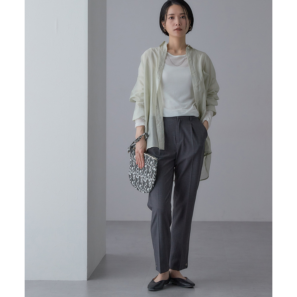 【入学式・卒業式・フォーマル】<単品>ストレッチ裾ボタンデザインテーパードパンツ 大きいサイズ Callarus22