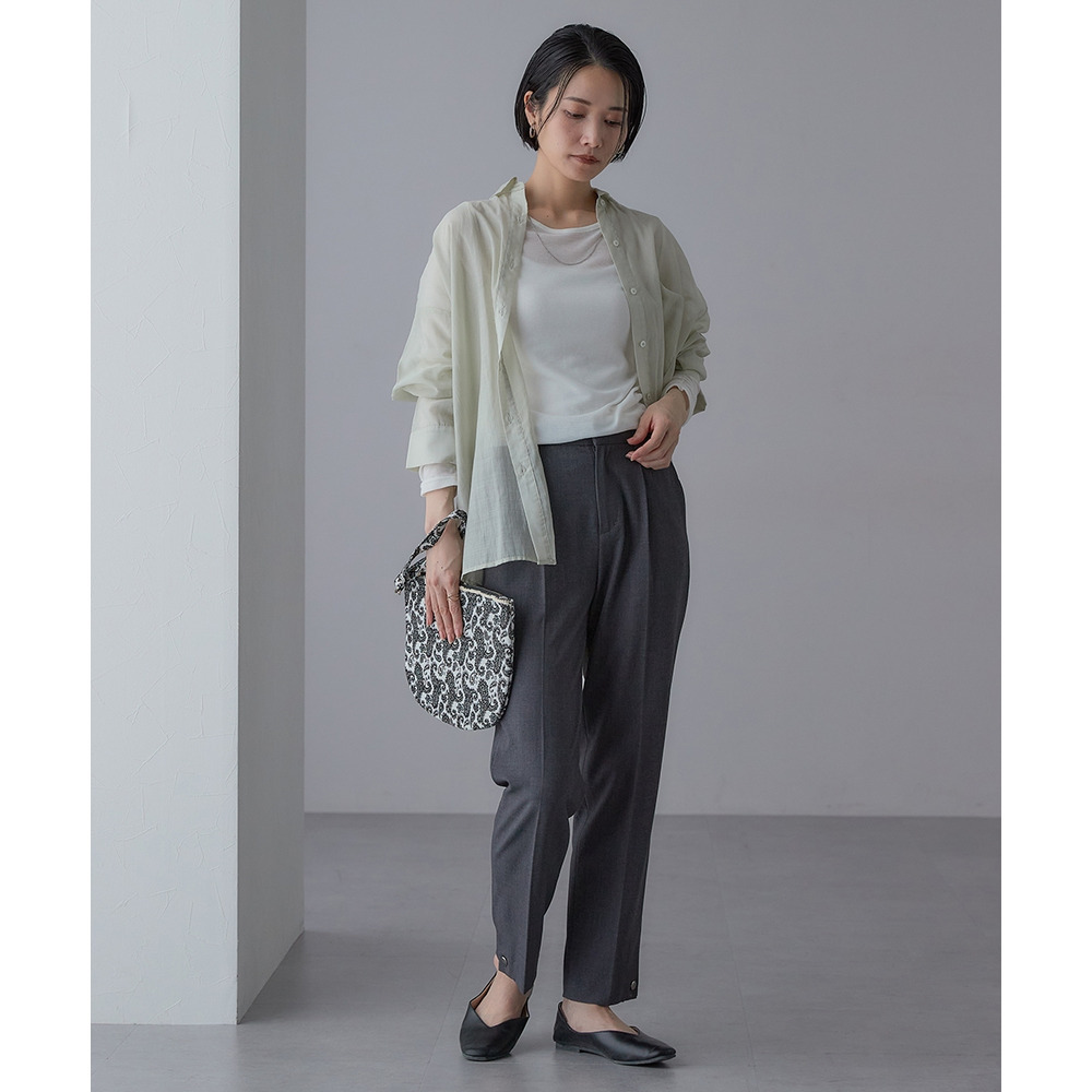 【入学式・卒業式・フォーマル】<単品>ストレッチ裾ボタンデザインテーパードパンツ 大きいサイズ Callarus23