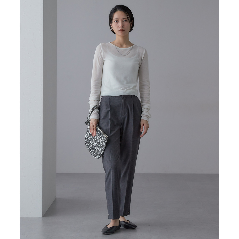 【入学式・卒業式・フォーマル】<単品>ストレッチ裾ボタンデザインテーパードパンツ 大きいサイズ Callarus25