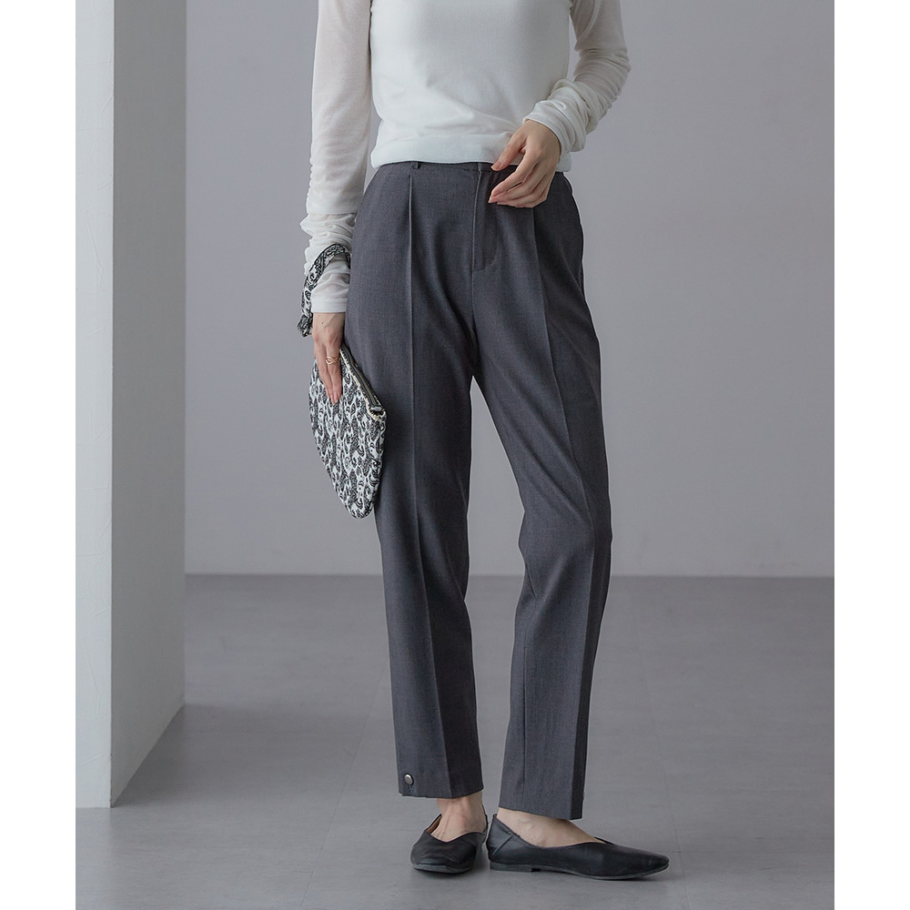 【入学式・卒業式・フォーマル】<単品>ストレッチ裾ボタンデザインテーパードパンツ 大きいサイズ Callarus26