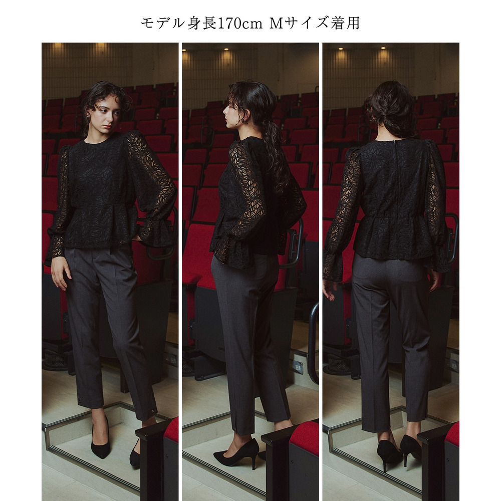 【入学式・卒業式・フォーマル】<単品>ストレッチ裾ボタンデザインテーパードパンツ 大きいサイズ Callarus27