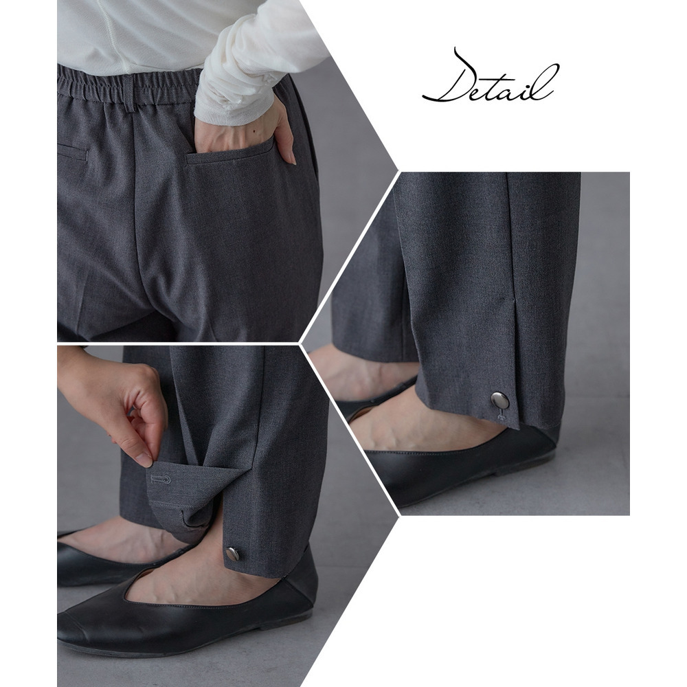 【入学式・卒業式・フォーマル】<単品>ストレッチ裾ボタンデザインテーパードパンツ 大きいサイズ Callarus30