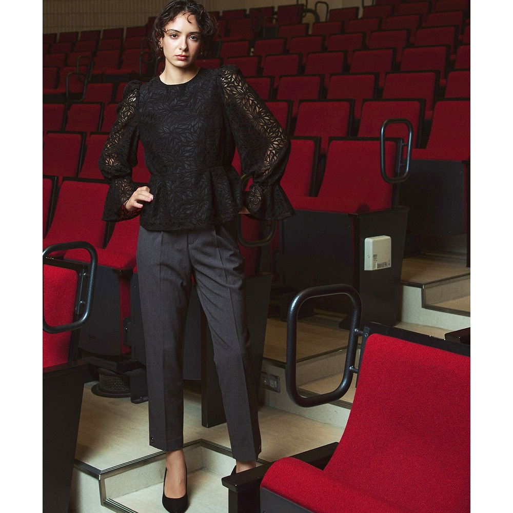 【入学式・卒業式・フォーマル】<単品>ストレッチ裾ボタンデザインテーパードパンツ 大きいサイズ Callarus7