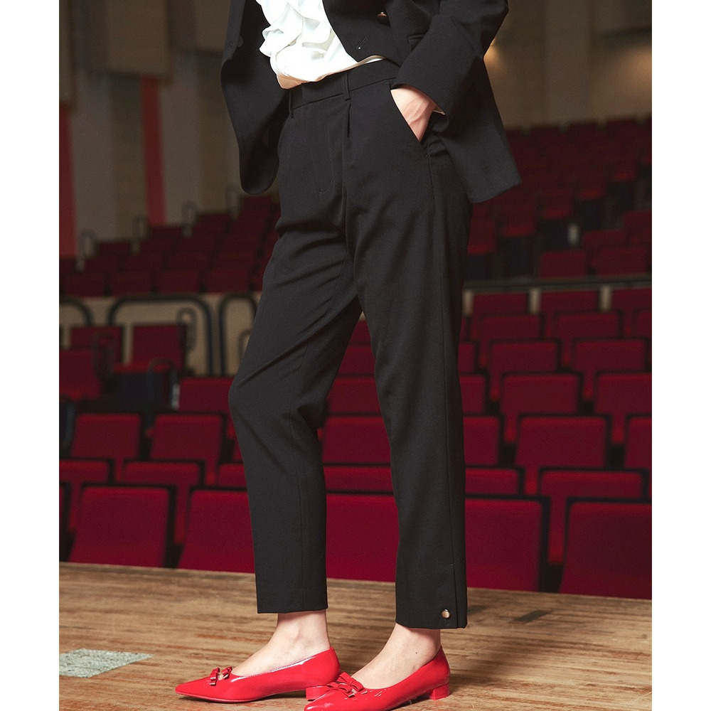 【入学式・卒業式・フォーマル】<単品>ストレッチ裾ボタンデザインテーパードパンツ 大きいサイズ Callarus1