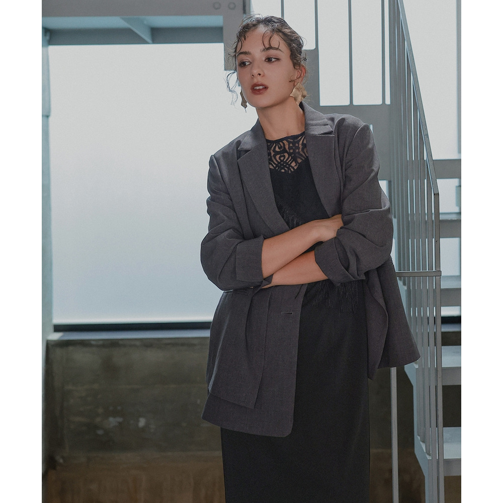 【入学式・卒業式・フォーマル】<単品>ストレッチレイヤーデザインテーラードジャケット 大きいサイズ Callarus20