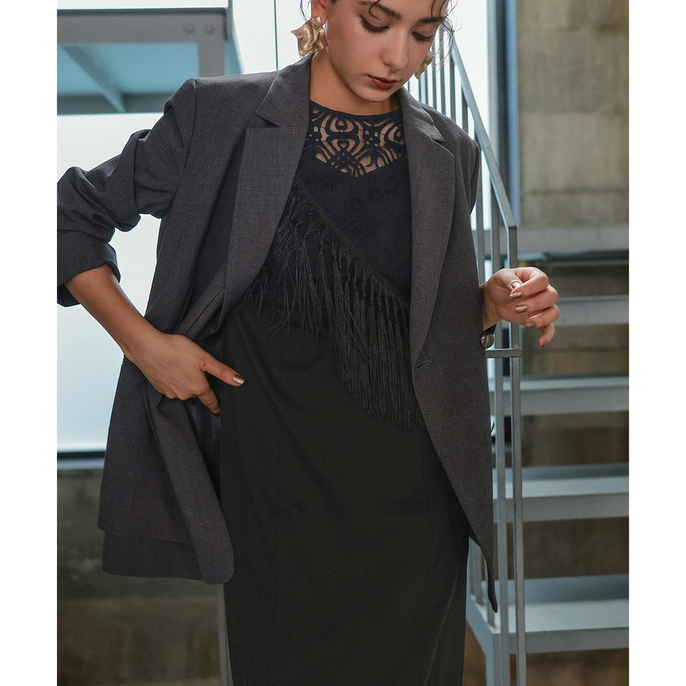 【入学式・卒業式・フォーマル】<単品>ストレッチレイヤーデザインテーラードジャケット 大きいサイズ Callarus21