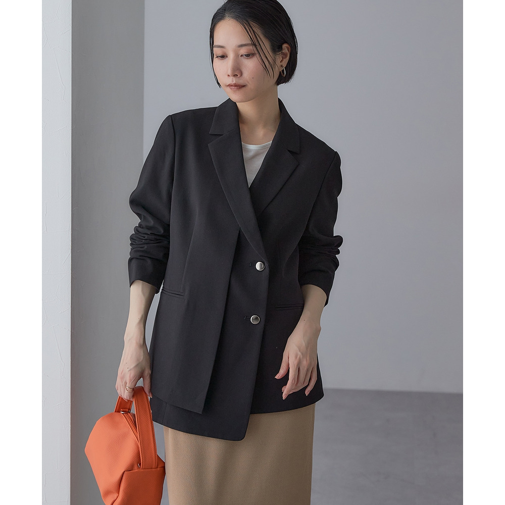 【入学式・卒業式・フォーマル】<単品>ストレッチレイヤーデザインテーラードジャケット 大きいサイズ Callarus26